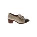 Jeffrey Campbell Heels: Slip-on Chunky Heel Boho Chic Gray Solid Shoes - Women's Size 7 - Almond Toe
