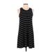 Madewell Casual Dress - A-Line Crew Neck Sleeveless: Black Stripes Dresses - Women's Size Medium