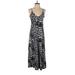 21 Saints Casual Dress - A-Line Plunge Sleeveless: Black Leopard Print Dresses - Women's Size X-Small