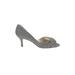 Nina Heels: Slip-on Kitten Heel Cocktail Party Gray Shoes - Women's Size 7 - Open Toe