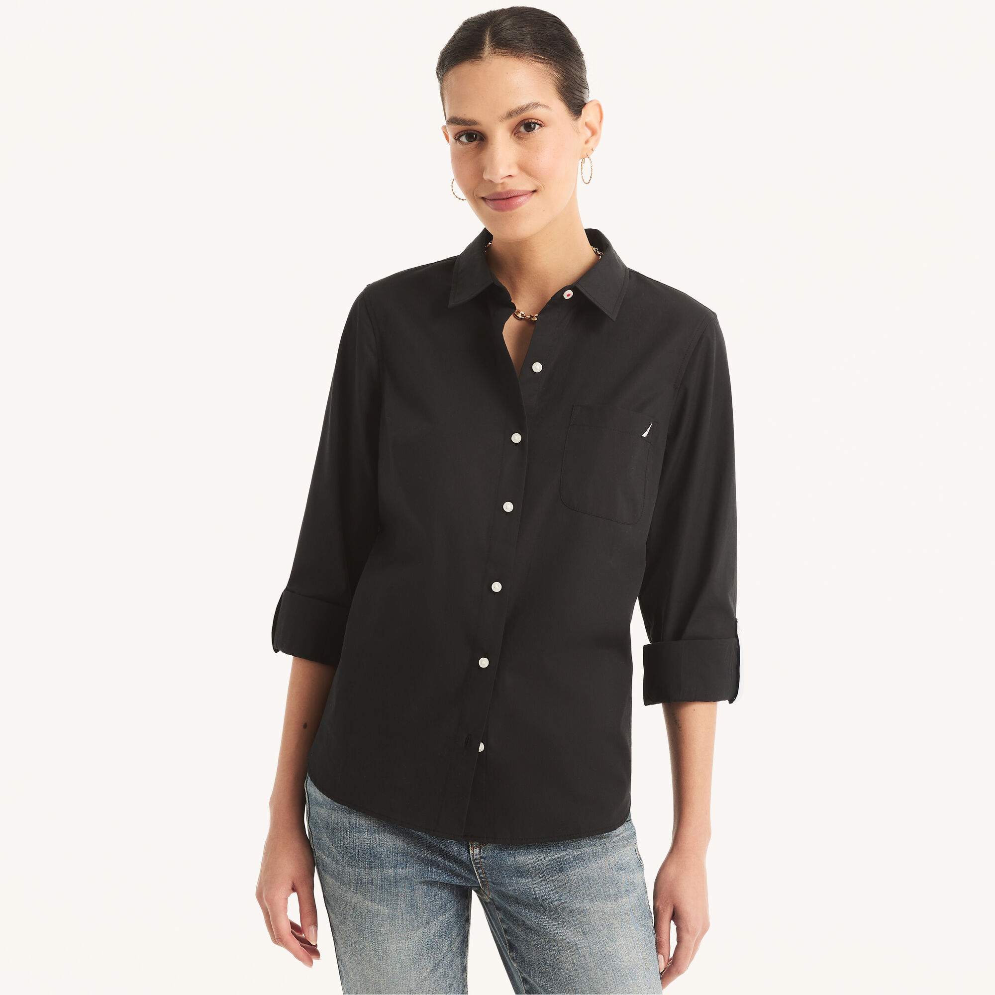 Nautica Women's Button-Up Shirt 001 (Black), XS