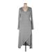 Gap Casual Dress - Midi V Neck Long sleeves: Gray Marled Dresses - Women's Size X-Large