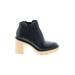 Dolce Vita Ankle Boots: Chelsea Boots Chunky Heel Minimalist Black Print Shoes - Women's Size 6 1/2 - Round Toe