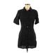Zara Casual Dress - Shirtdress Collared 3/4 sleeves: Black Print Dresses - Women's Size Medium