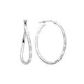 Silver Diamond-cut Brick Road Wavy Oval Hoop Earrings - ER158