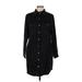 &Denim by H&M Casual Dress - Shirtdress High Neck 3/4 sleeves: Black Print Dresses - New - Women's Size Medium