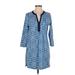 Lands' End Casual Dress: Blue Paisley Dresses - Women's Size Small