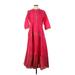 Sangria Casual Dress - Midi Mock 3/4 sleeves: Pink Dresses - Women's Size Medium