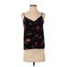 BP. Sleeveless Blouse: Black Floral Tops - Women's Size Small