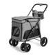 Pet Dog Stroller, Pet Strolling Cart Ventilated Foldable Dog Stroller with 4 Wheels,Zipper Entry for Medium to Large Dogs,Fit Dogs Up to 30 Kg,Gray