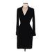 Calvin Klein Casual Dress - Sheath V Neck Long sleeves: Black Solid Dresses - Women's Size 8