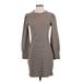 BB Dakota by Steve Madden Casual Dress - Sweater Dress High Neck Long sleeves: Gray Stripes Dresses - Women's Size Small