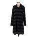 Ann Taylor LOFT Casual Dress Cowl Neck 3/4 sleeves: Black Stripes Dresses - Women's Size Medium