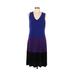Sharagano Casual Dress - A-Line: Blue Color Block Dresses - Women's Size 12