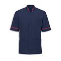 Alexandra STC-NM7NR-L Men's Mandarin Collar Tunic, Plain, 67% Polyester/33% Cotton, Red Trim, Size: Large, Sailor Navy