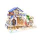 HUIOP Diy Wooden Dollhouse,Dollhouse Miniature DIY Wooden Dollhouse Kit with Furniture with LED Light Legend of Blue Sea