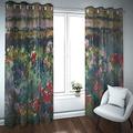 GaNkas Plant Flower Curtains Set Blackout Thermal Insulated Curtains for Bedroom Claude Monet Red Flowers Drapes for Living Room Bedroom W42xL63