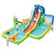 GYMAX Kids Bouncy Castle, 9 in 1 Inflatable Water Park with Slide, Climbing Wall, Water Cannons, Volleyball Area, Tunnel, Basketball Hoop, Ball Shooting & Toss Game, Bounce House for 3-10 Years Old