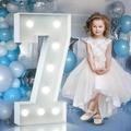 3FT Light Up Numbers Birthday Decoration: Large Marquee Numbers 7 for 7th 70th Party Decor Wedding Baby Shower, Big Number Balloons Frame Foam Cardboard Mosaic Balloon Arch Stand Pre-cut Letter