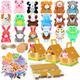 Spakon 18 set Mini Animal Plush Toy Set Keychain Decoration Assortment Small Stuffed Animal Bulk Mini Plush Animals with Gift Box House Animal Stickers Kraft Cards Rope for Carnival Party Favors