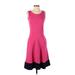 Talbots Casual Dress - A-Line Scoop Neck Sleeveless: Pink Print Dresses - Women's Size X-Small