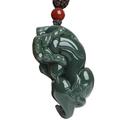 MaikOn Pendant Necklace, Feng Shui Amulet Pixiu Pendant Necklace Natural Gem Stone Hetian Jade Hand Crafted Piyao Pendant Talisman for Prosperity Money Good Luck Unisex