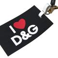 Dolce & Gabbana Black Silicone DG Logo Gold Brass Keychain