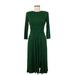 London Times Casual Dress - Midi Crew Neck 3/4 sleeves: Green Print Dresses - Women's Size 6