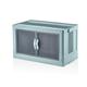 55L Foldable Plastic Storage Box with Door - Stackable Organiser, Collapsible Large Storage with Lid, Really Useful for Toys, Clothes, Office, Shoe Cabinet, Lockable Bin - Multi-Use (Light Teal)