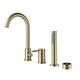 CAFIEDR Bathtub Faucet 360° Rotation Tub Filler Faucet with Digital Display Bath Mixer Tap Brass Deck-Mounted Bathtub Tap Single Handle 4 Holes Tub and Shower Faucet,Chrome (Brushed Gold A)