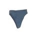Swimsuit Bottoms: Blue Solid Swimwear - Women's Size Medium