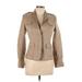 Les Copains Wool Coat: Short Tan Print Jackets & Outerwear - Women's Size 44