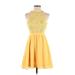 Lulus Casual Dress - Mini Halter Sleeveless: Yellow Print Dresses - Women's Size X-Small