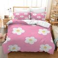 Double Duvet Set Pink White Flowers Double Bedding Set Soft Kingsize Duvet Cover Sets Hypoallergenic Duvet Cover Sets with 2 Pillow Cases Super King Size Duvet Cover Sets 260x220cm