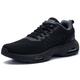GOOBON Mens Air Running Shoes with Arch Support Lightweight Breathable Trainers Athletics Sport Tennis Sneakers - All Black - Size 6 UK