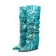 10.5Cm Fold Over Knee High Boots for Women Pointed Wedge Heel Knee Boot Wedge Heel Boot,Green,37