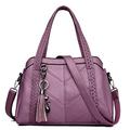 HJGTTTBN Shoulder bags women Women Casual Tote Bags，Female Handbag Large Big Shoulder Bag， Tote Ladies Vintage Leather Crossbody Bag (Color : Purple)