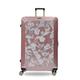 Floral Suitcase 4 Wheel Shiny Hard Case Shell Roller Wheels Cabin Small Medium Large Set Carry On Check in - Pink XL