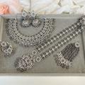 Anita Silver Bridal Necklace Set - Grey
