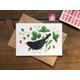 Blackbird + Strawberries Greetings Card | Bird Art Notecard British Wildlife Illustration