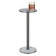 mDesign Glass Top Side/End Drink Table - Tall Modern Round Accent Metal Nightstand Furniture for Living Room, Dorm, Home Office, and Bedroom - 9" Round - Dark Smoke Gray/Black