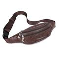 HJGTTTBN Fanny Pack Fashion Men Genuine Leather Waist Packs Men Organizer Travel Waist Pack Necessity Waist Belt Mobile Phone Bag (Color : Auburn)