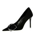 Womens 10.5CM Sexy Fashion Office Shoes Bow Stiletto Pumps Pointed Toe Bridal Party Dress High Heel (2,Black)