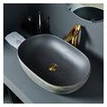 ZERAPH Bathroom Sink Grey Oval Countertop Sink Ceramic Vessel Bathroom Sink Single Bowl for Cabinet Lavatory Vanity Art Basin (Color : Basin Set)