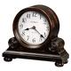Howard Miller Murray Mantel Clock 635-150 – Vintage Worn Balck Finish with Brown Undertones, Applied Rosettes & Bun, Quartz, Triple-Chime Harmonic Movement