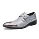 Ninepointninetynine Dress Oxford Shoes for Men Slip On Pointed Toe PU Leather Monk Strap Patchwork Low Top Anti-Slip Non Slip Working (Color : Silver, Size : 7 UK)