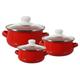 TOPBATHY 3pcs Enamel Pot Stockpots for Cooking Sauce Pan Nonstick Small Pot Chocolate Pot Saucepan Quart Stock Pot Soup Pot Camping Pot Small Pan Milk Pan Induction Noodle Pot Red