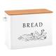 LIANYU White Bread Box with Bamboo Lid for Kitchen Countertop, Large Farmhouse Metal Bread Storage Container Organizer, Vintage Bread Bin Keeper for Counter 13x7x9.8 Inch