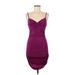 Shein Cocktail Dress - Bodycon Plunge Sleeveless: Burgundy Solid Dresses - Women's Size 6