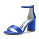 VACSAX Women's Chunky Block Heels Round Open Toe Back Zipper Satin Heeled Sandals Pumps Shoes for Wedding Party Evening,blue,9 UK